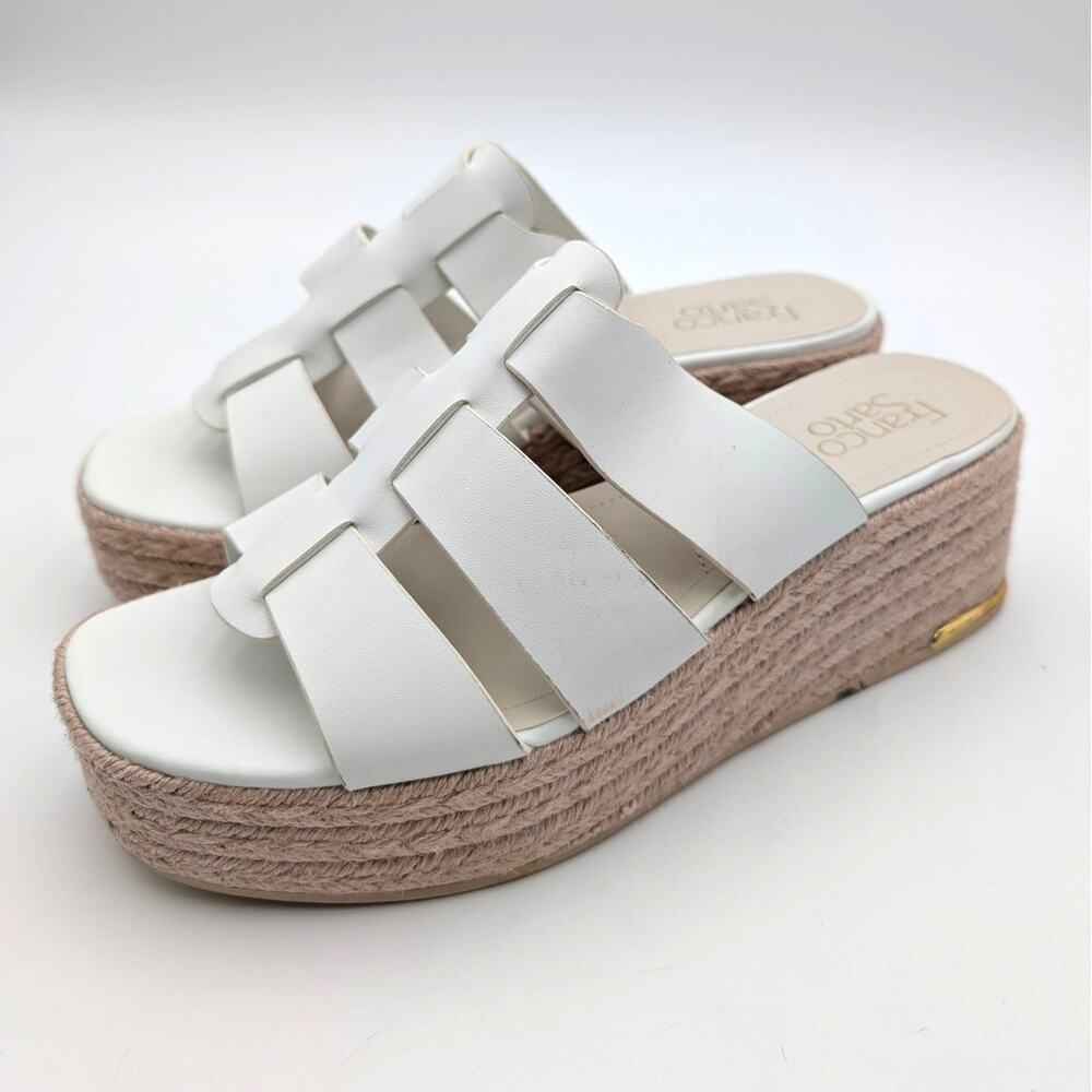 Franco Sarto Tevin Espadrille Platform Sandals Bright White Size US8M EU38.5